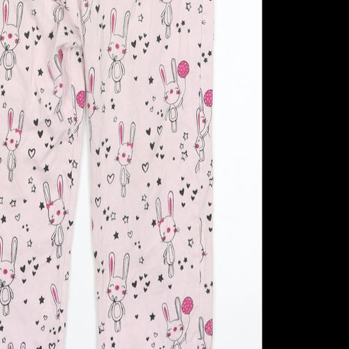 Primark Girls Pink  Cotton Sweatpants Trousers Size 5-6 Years  Regular  - Rabbits Pyjama Pants