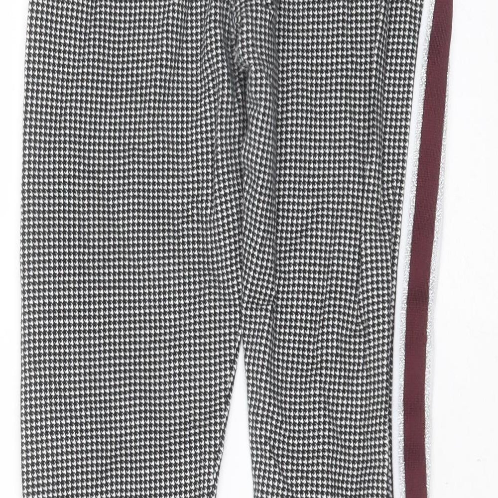 H&M Girls Black Houndstooth Cotton Carrot Trousers Size 11-12 Years  Extra-Slim  - legging