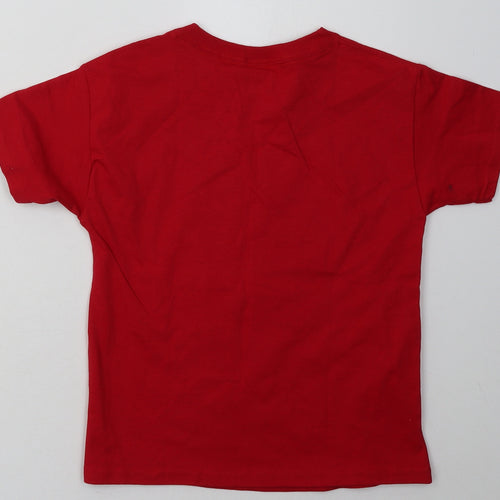 Hanes Girls Red  Cotton Basic T-Shirt Size S Crew Neck Pullover - disney squad