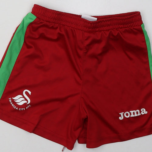 Joma Boys Red  Polyester Sweat Shorts Size 6 Years  Regular Tie - Swansea City AFC