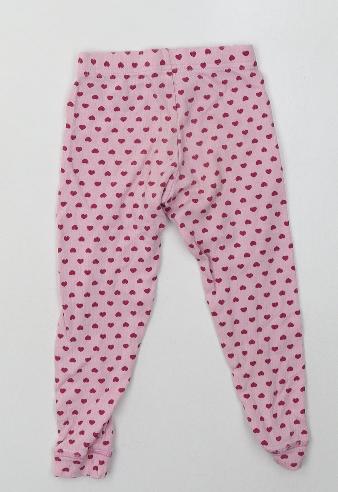 Marks and Spencer Girls Pink Geometric Polyester Capri Trousers Size 3-4 Years  Regular  - Heart Print