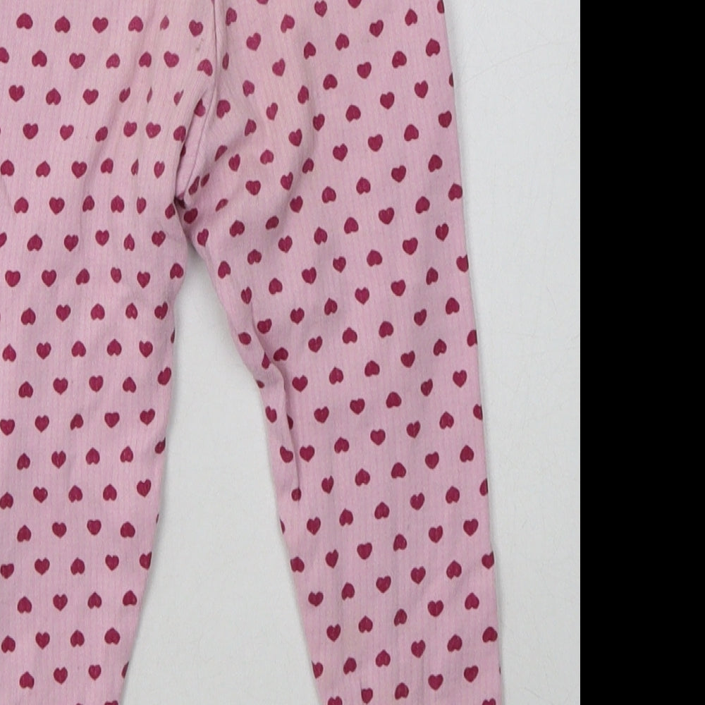 Marks and Spencer Girls Pink Geometric Polyester Capri Trousers Size 3-4 Years  Regular  - Heart Print