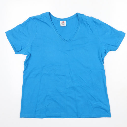 Stedman Womens Blue  100% Cotton Basic T-Shirt Size XL V-Neck