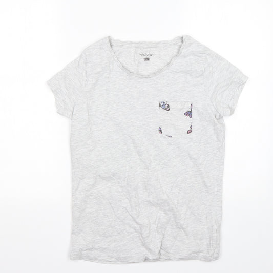 F&F Womens Grey Animal Print Cotton Top Pyjama Top Size 8