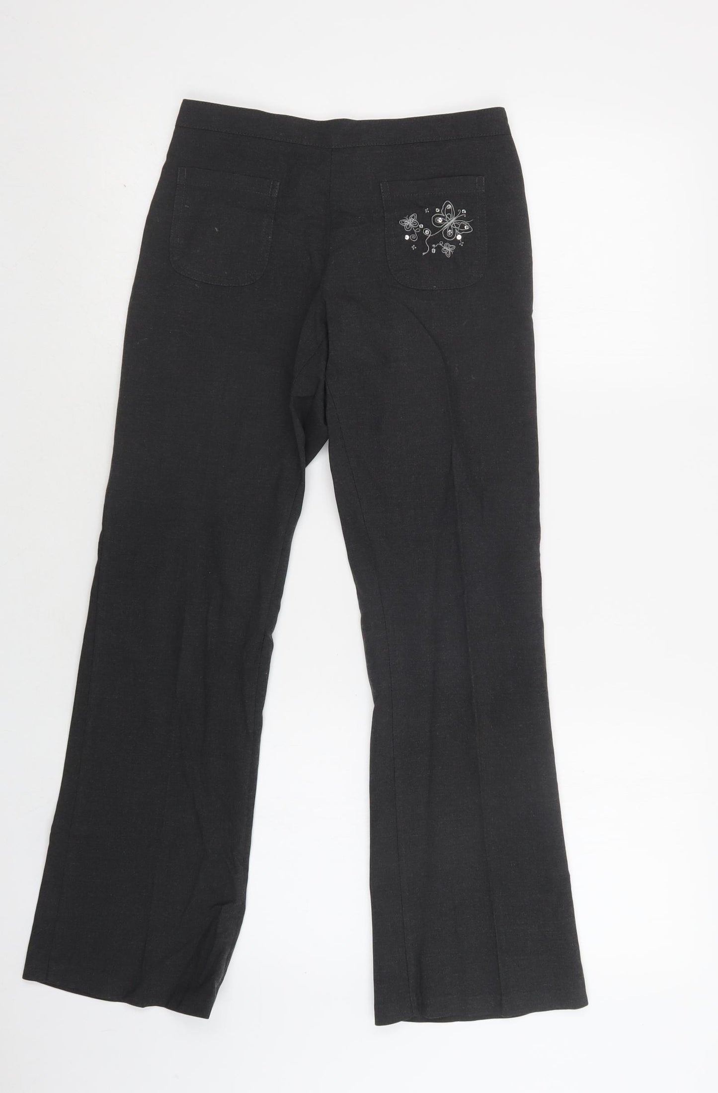 M&S Girls Grey  Polyester Dress Pants Trousers Size 12 Years  Regular  - School Wear