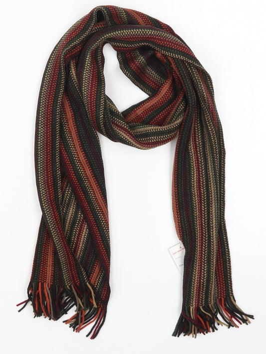 F&F Mens Multicoloured Striped Acrylic Rectangle Scarf Scarf One Size