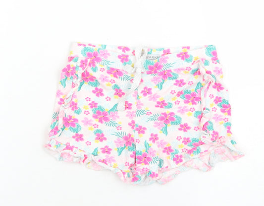 Primark Girls White Floral Cotton Sweat Shorts Size 4-5 Years  Regular