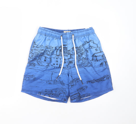 Easy Surf Mens Blue  Polyester Bermuda Shorts Size S L7 in Regular Drawstring - harbour print swim short