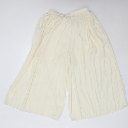 Uniqlo Girls Ivory  Polyester Cropped Trousers Size 13 Years  Regular