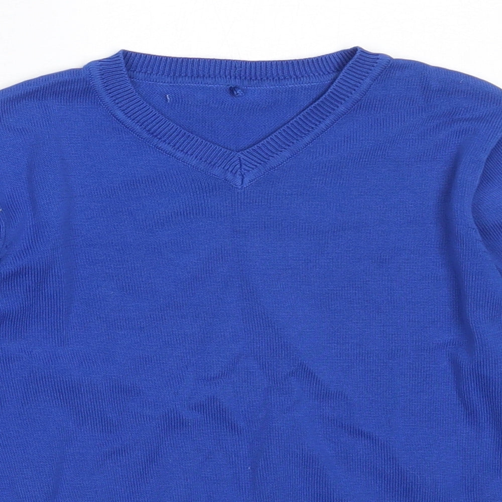 George Boys Blue V-Neck  Cotton Pullover Jumper Size 5-6 Years