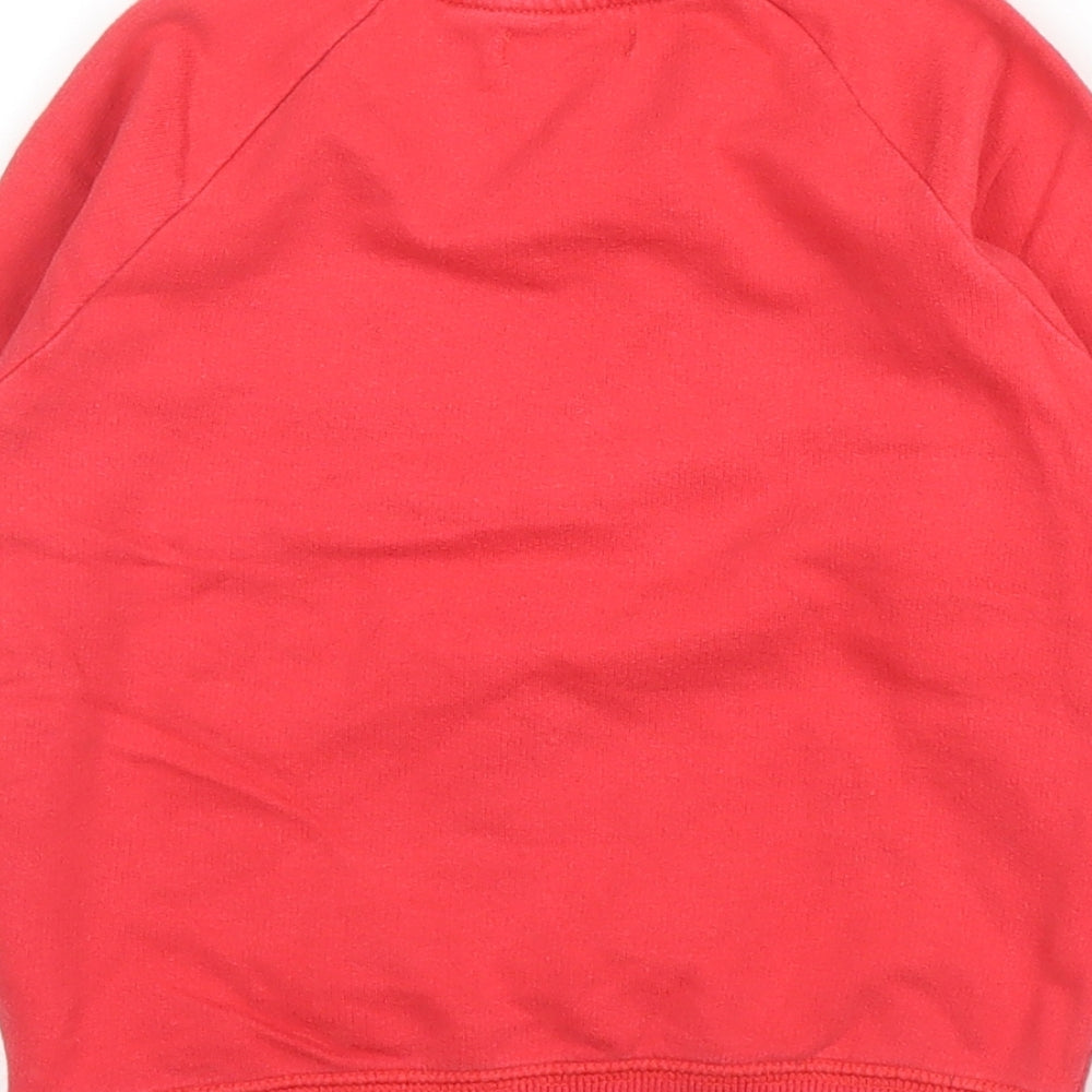 Preworn Boys Red Round Neck  Cotton Pullover Jumper Size 3 Years   - Dinosaur