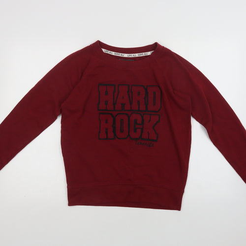 Hard Rock Cafe Womens Red  Cotton Pullover Sweatshirt Size M