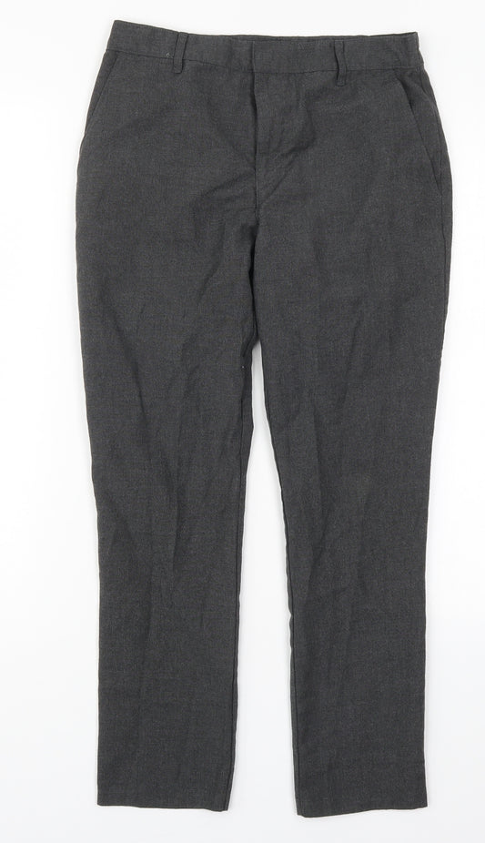 Marks and Spencer Boys Grey  Polyester Dress Pants Trousers Size 11-12 Years  Regular Hook & Eye