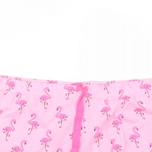 Primark Womens Pink Solid Cotton  Sleep Shorts Size M  Drawstring - flamingo