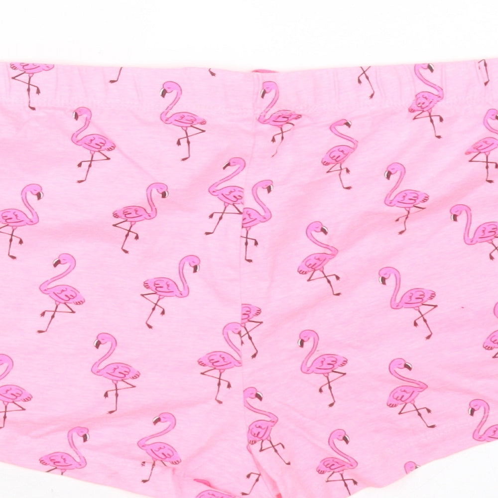 Primark Womens Pink Solid Cotton  Sleep Shorts Size M  Drawstring - flamingo