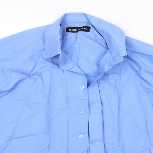 Rael Brook Mens Blue  Polyester  Dress Shirt Size 16 Collared