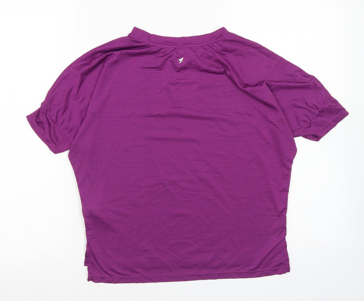 Workout Womens Purple  Polyester Basic T-Shirt Size 2XS Round Neck