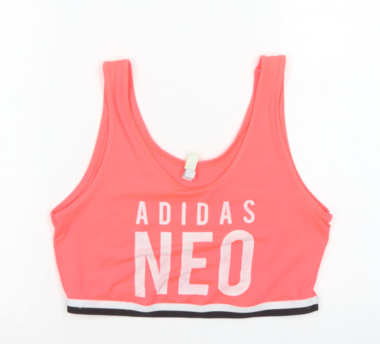 adidas Womens Pink  Polyester Cropped Tank Size M Round Neck