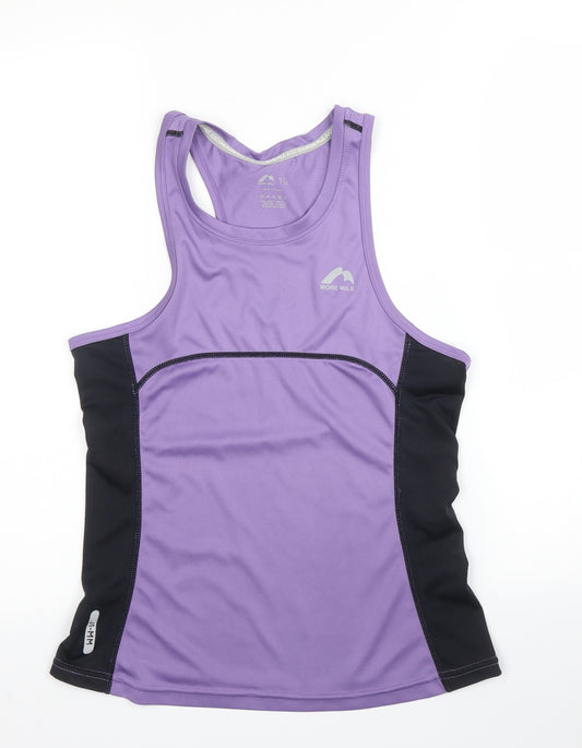 More Mile Womens Purple  Polyester Basic Tank Size 10 Scoop Neck