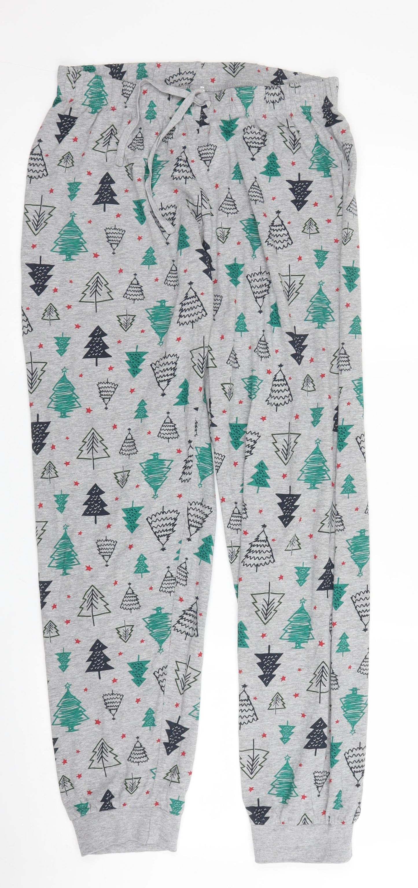 Primark Womens Grey Solid Cotton Chemise Pyjama Set Size XS   - Christmas