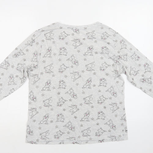 Primark Womens Grey Geometric Cotton Top Pyjama Top Size 12   - Bunny Print