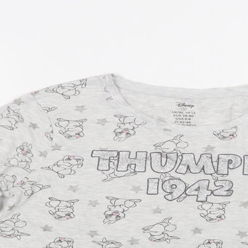 Primark Womens Grey Geometric Cotton Top Pyjama Top Size 12   - Bunny Print
