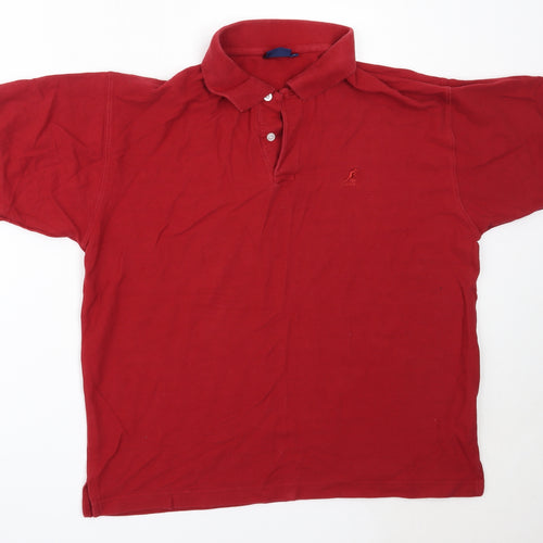 Kangol Mens Red  Cotton  Polo Size L Collared