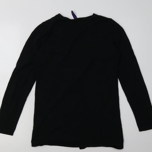 Henbury Womens Black V-Neck  Cotton Cardigan Jumper Size 10