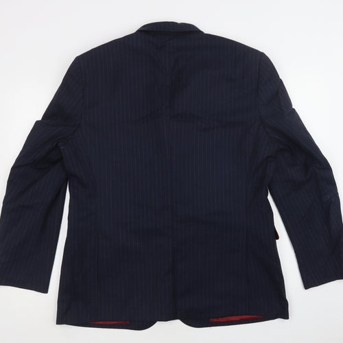 Moss Bros Mens Blue Striped  Jacket Blazer Size L  Button