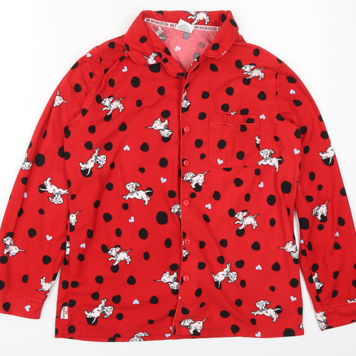 TU Womens Red Plaid Polyester Top Pyjama Top Size 12  Button - 101 Dalmatians
