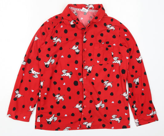 TU Womens Red Plaid Polyester Top Pyjama Top Size 12  Button - 101 Dalmatians
