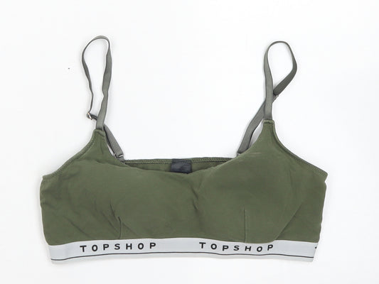 Topshop Womens Green  Cotton Cropped Tank Size M Round Neck