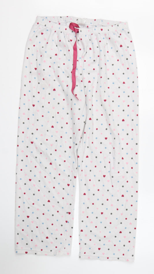 Preworn Womens White Polka Dot Polyester Chemise Pyjama Pants Size M