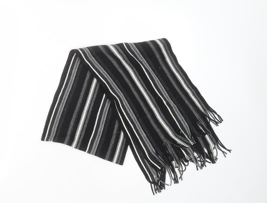 Preworn Mens Black Striped Polyester Scarf  One Size