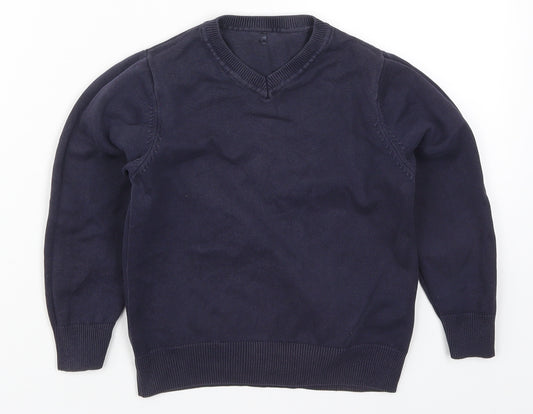 George Boys Blue V-Neck  Cotton Pullover Jumper Size 4-5 Years  Pullover