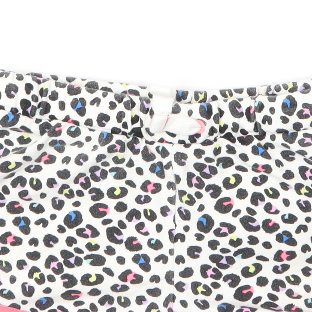 M&S Girls White Animal Print Cotton Cut-Off Shorts Size 8 Years  Regular Drawstring - Leopard print