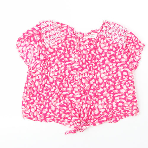 Minoti Girls Pink  Viscose Cropped Blouse Size 11 Years Round Neck