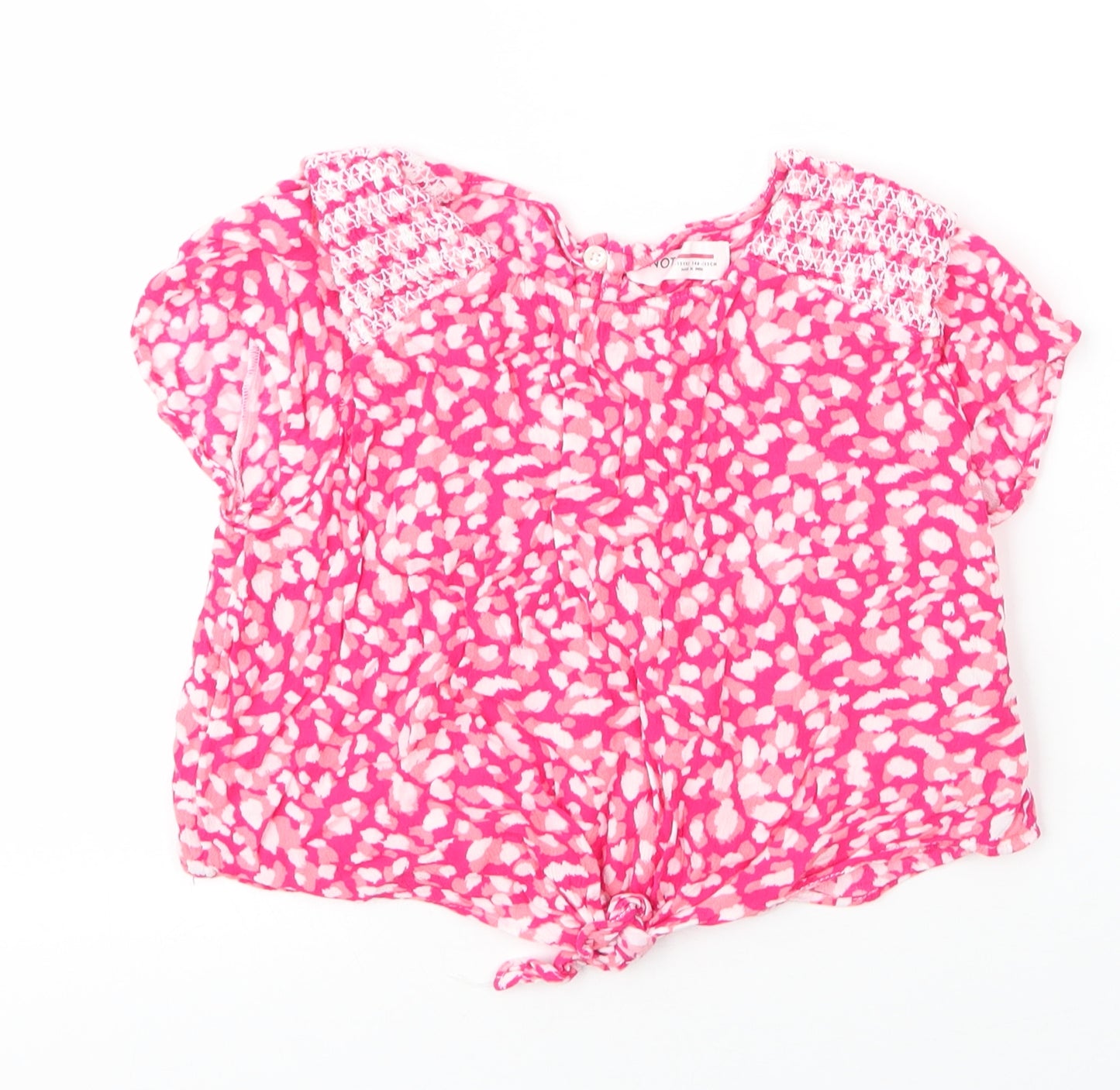 Minoti Girls Pink  Viscose Cropped Blouse Size 11 Years Round Neck