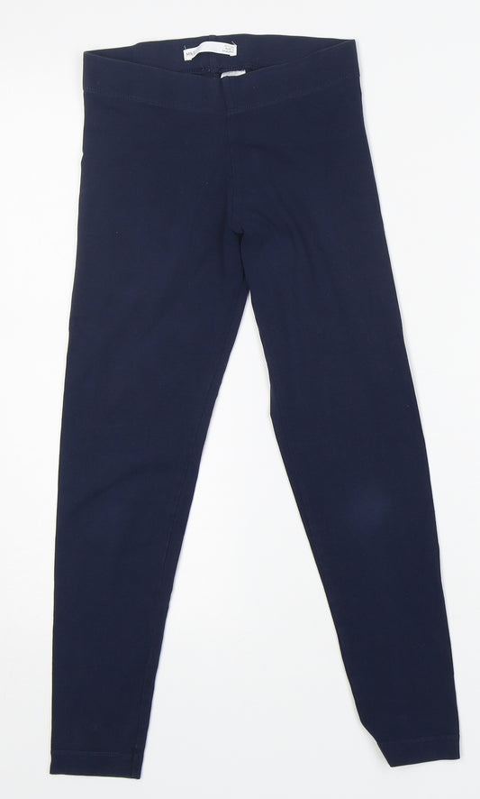 M&S Girls Blue  Cotton Jogger Trousers Size 10-11 Years  Slim  - Legging