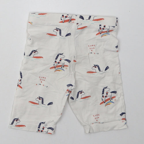 Marks and Spencer Boys White Geometric Cotton Sweat Shorts Size 2-3 Years  Regular  - Unicorn