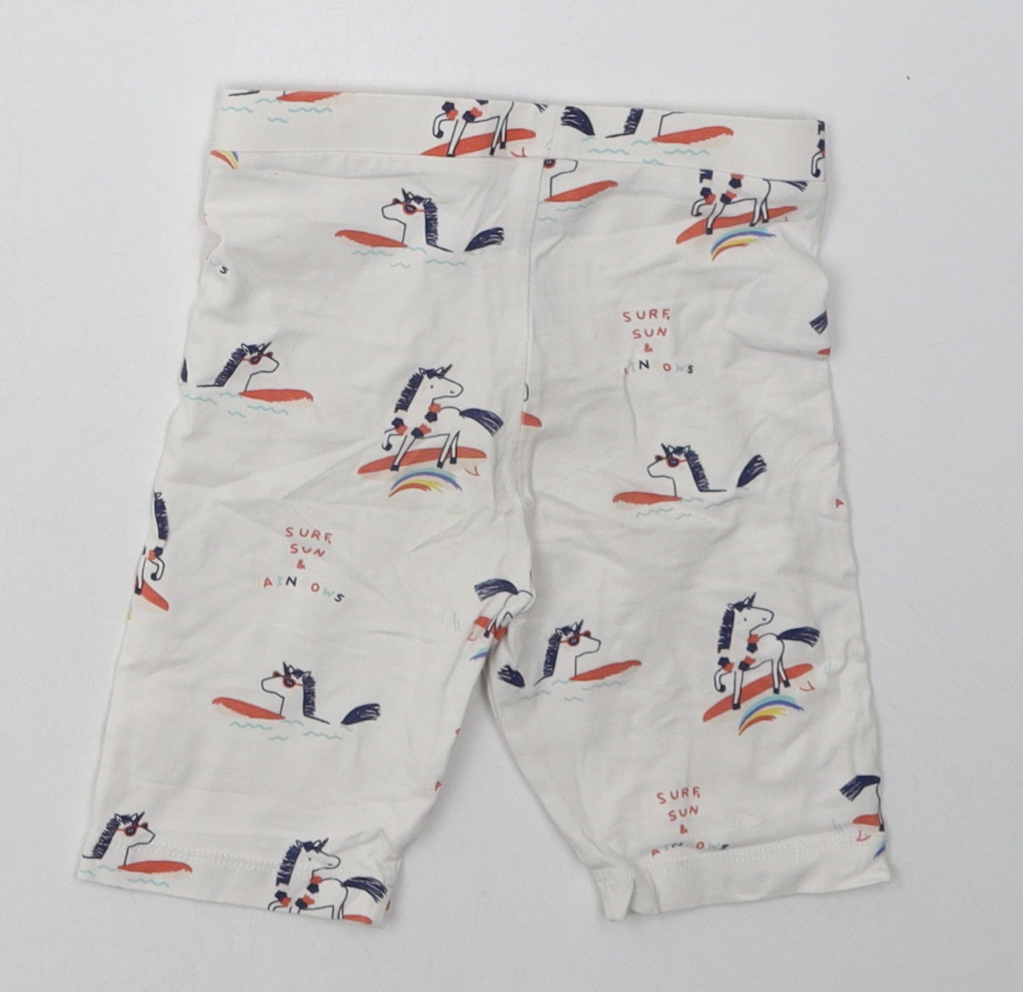 Marks and Spencer Boys White Geometric Cotton Sweat Shorts Size 2-3 Years  Regular  - Unicorn