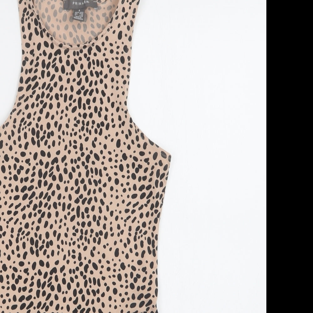 Primark Womens Beige Animal Print Polyester Bodysuit One-Piece