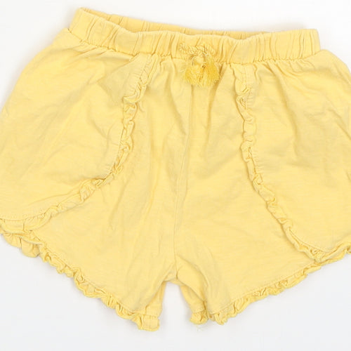 TU Girls Yellow  Cotton Sweat Shorts Size 5-6 Years  Regular