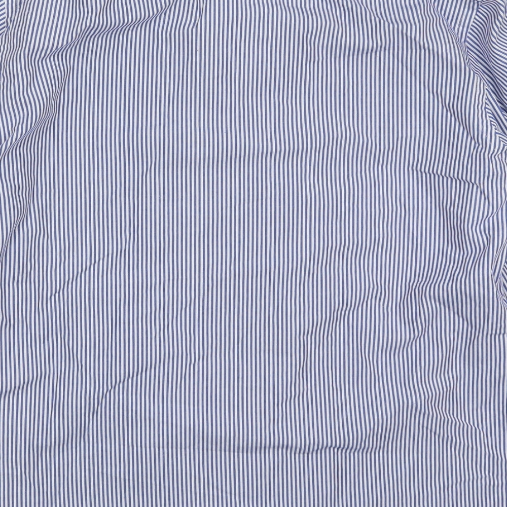 Taylor & Wright Mens Blue Striped Polyester  Dress Shirt Size 15.5 Collared Button