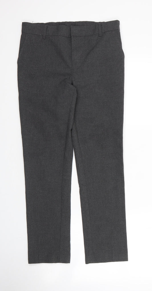 M&S Girls Grey  Viscose Carpenter Trousers Size 11 Years L26 in Regular Zip