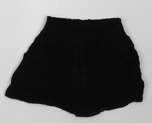 NEXT Girls Black  Viscose Bermuda Shorts Size 4 Years  Regular Tie