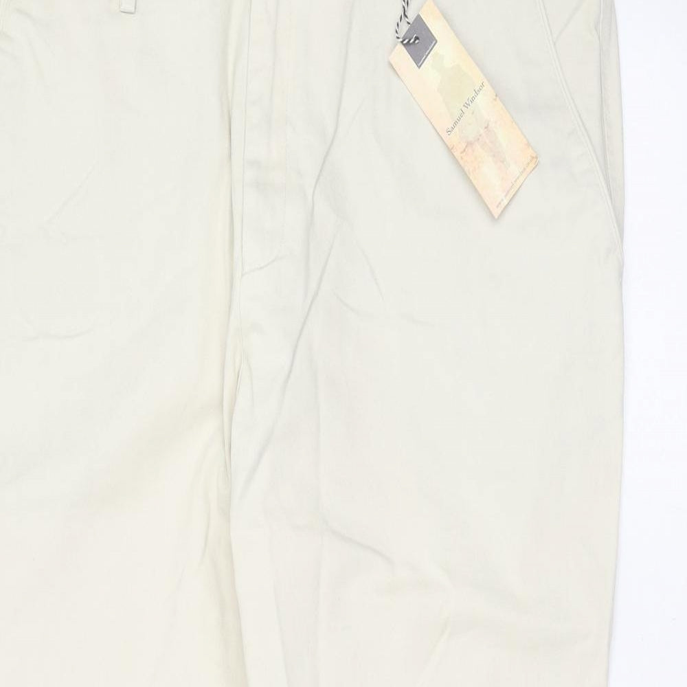 Samuel Windsor Womens Beige  Cotton Chino Trousers Size 42 in L29 in Regular Zip