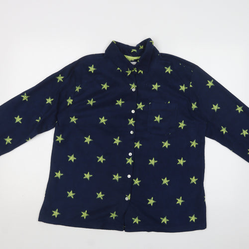 NEXT Womens Blue Geometric Polyester Top Pyjama Top Size M  Button - Star Print