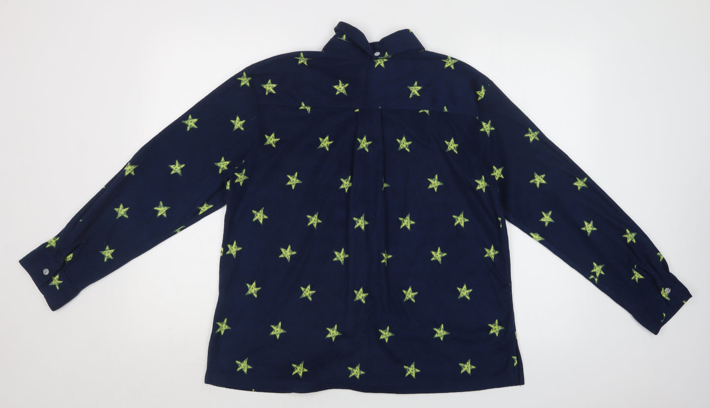NEXT Womens Blue Geometric Polyester Top Pyjama Top Size M  Button - Star Print