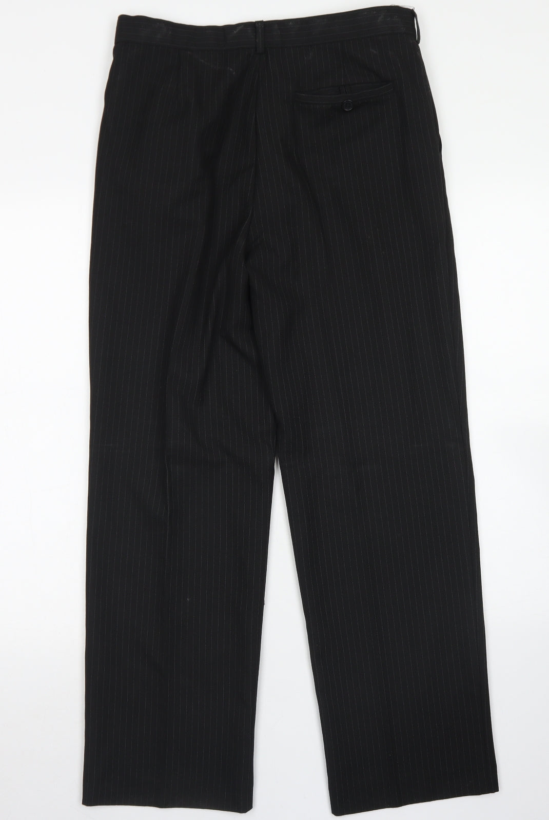 FlipBack Boys Black Striped Polyester Dress Pants Trousers Size 15 Years L26 in Regular Hook & Eye